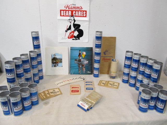 lot 203 image: LARGE Lot of Vintage HAMMS Beer Memorabilia 