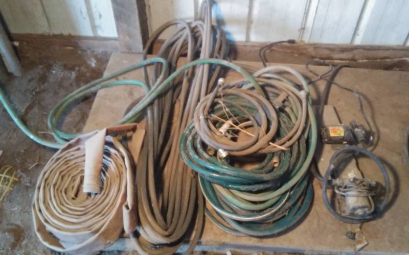 lot 205 image: Lot Of Assorted Hoses, Garden Hose, 2 Inch Trash Pump Hose