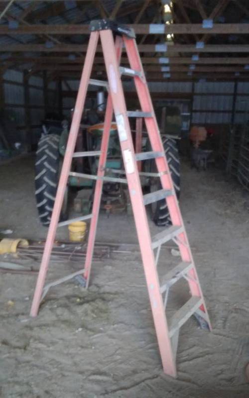 lot 77 image: Werner 8 Foot Fiberglass Ladder