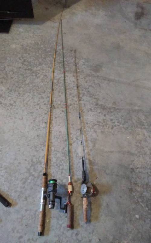 lot 98 image: 3-Vintage Rod & Reel Combos (Southbend, Sears & Roebuck, Daiwa)