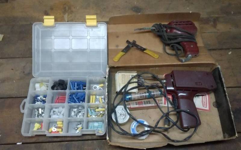 lot 139 image: 2-Craftsman Soldering Guns, Solder, Wire Connectors