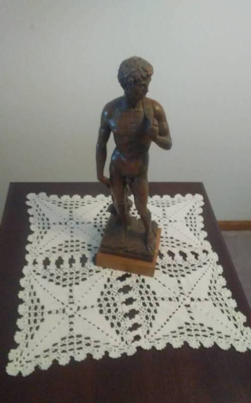 lot 178 image: Bronze Statue Of David 17 Inches & Doily