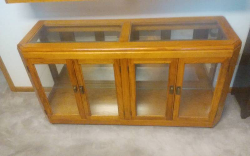 lot 201 image: Oak Curio Display Cabinet