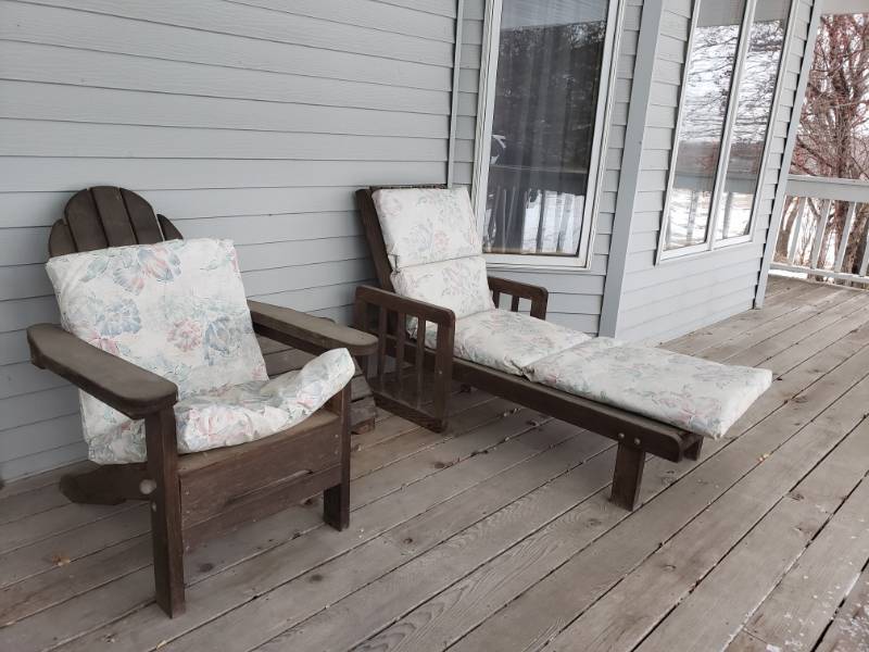 Patio Furniture 2 Pieces Wood Adirondack Chair With Foot Rest