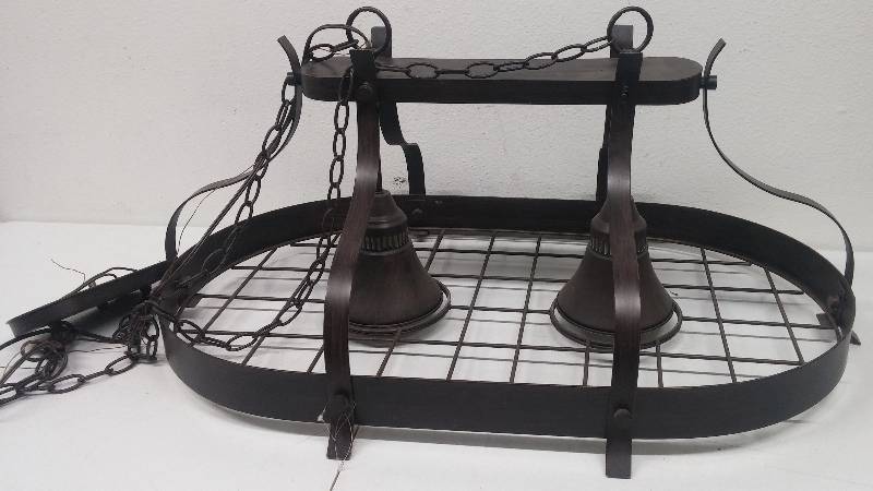 lot 4 image: Lighted Hanging Pot Rack