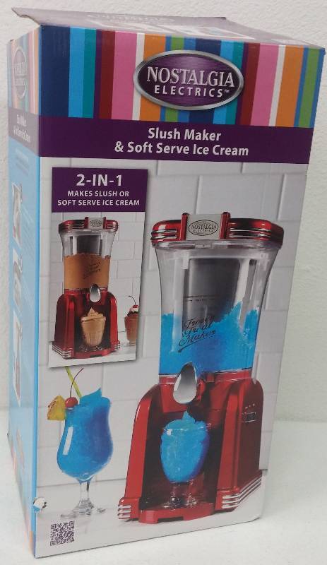lot 15 image: Nostalgia Electrics Slush Maker & Soft Serve Ice Cream, as-new