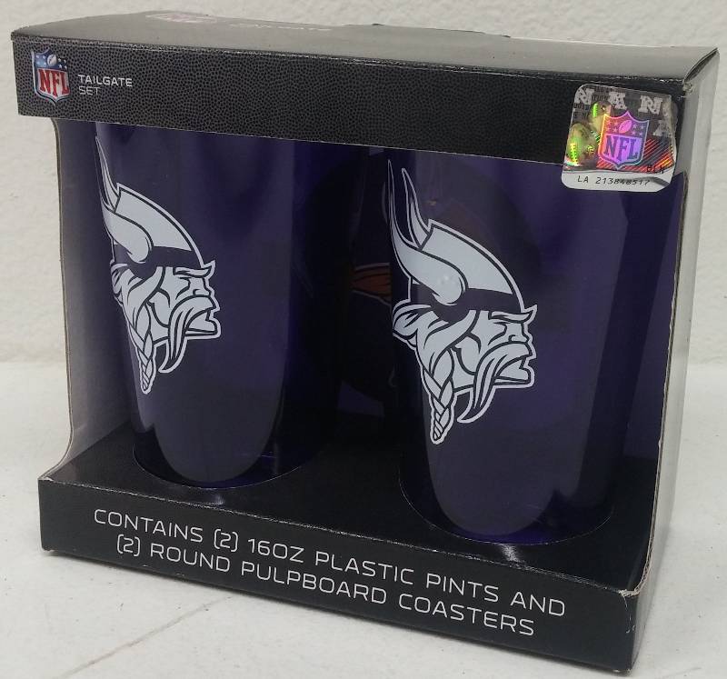 lot 21 image: NFL MN Vikings Tailgate Cup Set, Purple