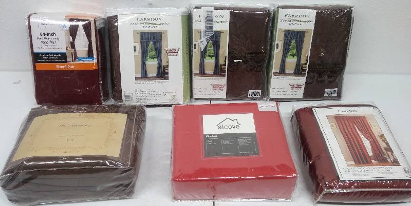 lot 74 image: Window Drapes and Bed Sheet sets as-new in package un-used