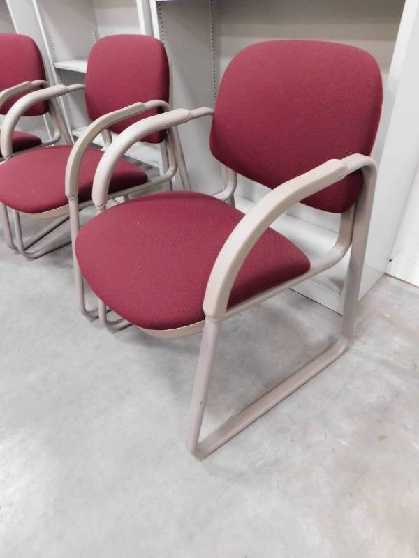 Three Maroon Reception Area Chairs