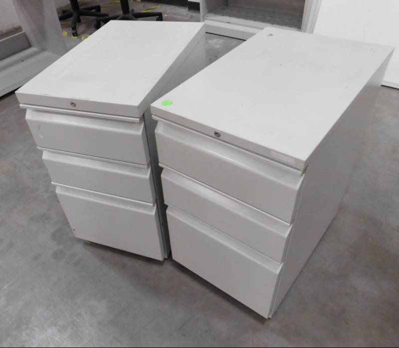 Two 3 Drawer Metal Office Cabinets