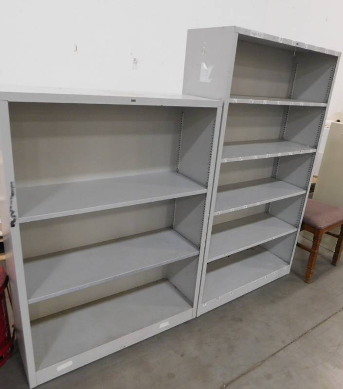 Two Gray Hon Shelving Units