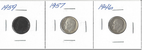 Three Silver Dimes - 1946, 1957, & 1959