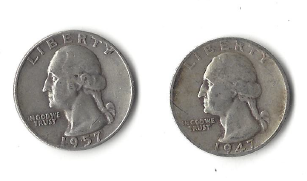 Two Silver Quarters - 1947-S & 1957-D