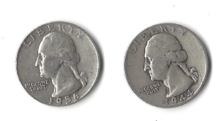 Two Silver Quarters - 1944 & 1956