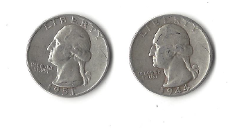 Two Silver Quarters - 1944 & 1951-D