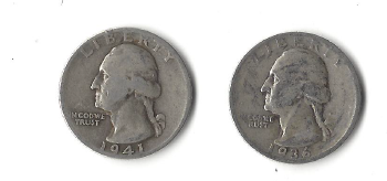 Two Silver Quarters - 1936 & 1941