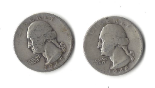 Two Silver Quarters - 1945-D & 1946-D