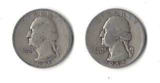 Two Silver Quarters - 1935-S & 1942