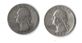 Two Silver Quarters - 1943-D & 1959-D