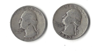 Two Silver Quarters - 1935-S & 1943-S