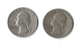 Two Silver Quarters - 1937-D & 1961-D