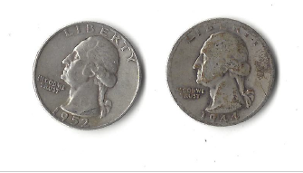 Two Silver Quarters - 1944-D & 1952-D