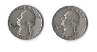 Two Silver Quarters - 1954-D & 1958-D