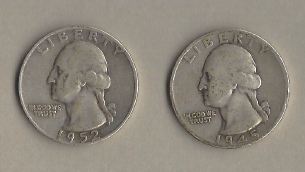 Two Silver Quarters - 1952-D & 1945