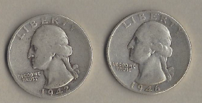Two Silver Quarters - 1942-S & 1946
