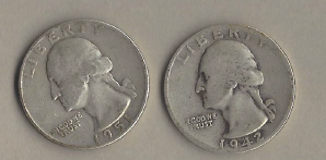 Two Silver Quarters - 1942-S & 1951-D