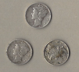 Three Silver Dimes - 1941, 1916, & 1944