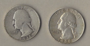 Two Silver Quarters - 1935 & 1959-D