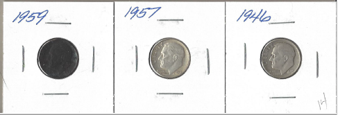 Three Silver Dimes - 1946, 1957, & 1959
