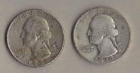 Two Silver Quarters - 1947-D & 1959
