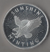 One Troy Ounce .999 Fine Silver - Eagle Sunshine Mint Silver Round