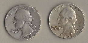 Two Silver Quarters - 1942-D & 1957
