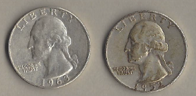 Two Silver Quarters - 1952-D & 1963-D