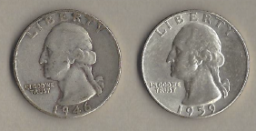 Two Silver Quarters - 1946 & 1959-D