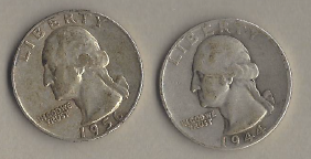 Two Silver Quarters - 1944 & 1956