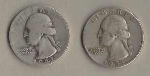 Two Silver Quarters - 1941-S & 1951