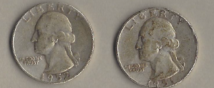 Two Silver Quarters - 1951 & 1952