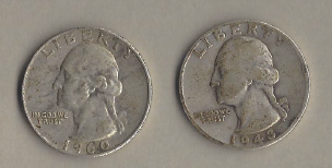 Two Silver Quarters - 1943 & 1960-D