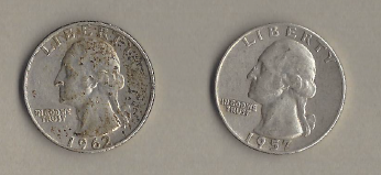 Two Silver Quarters - 1957-D & 1962-D
