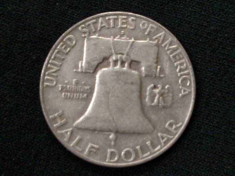 1957 D Franklin Silver Half Dollar...
