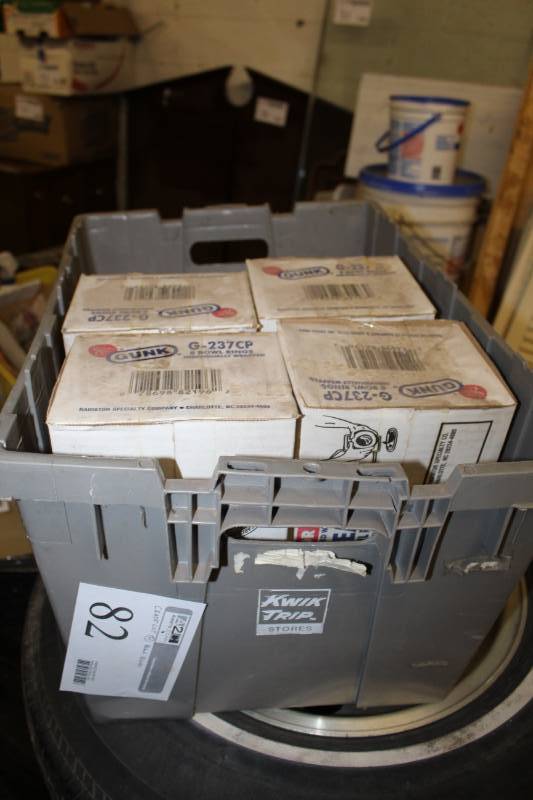lot 82 image: Gunk Kant-Leak Contractor Pak Universal Bowl Rings Crate Lot