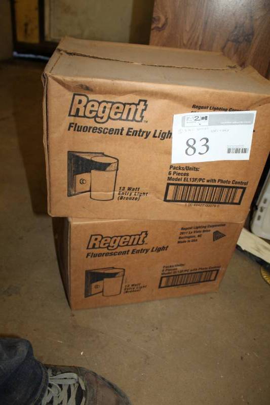 lot 83 image: Regent Dusk to Dawn Fluorescent Entry Light Sconces with Photo Control