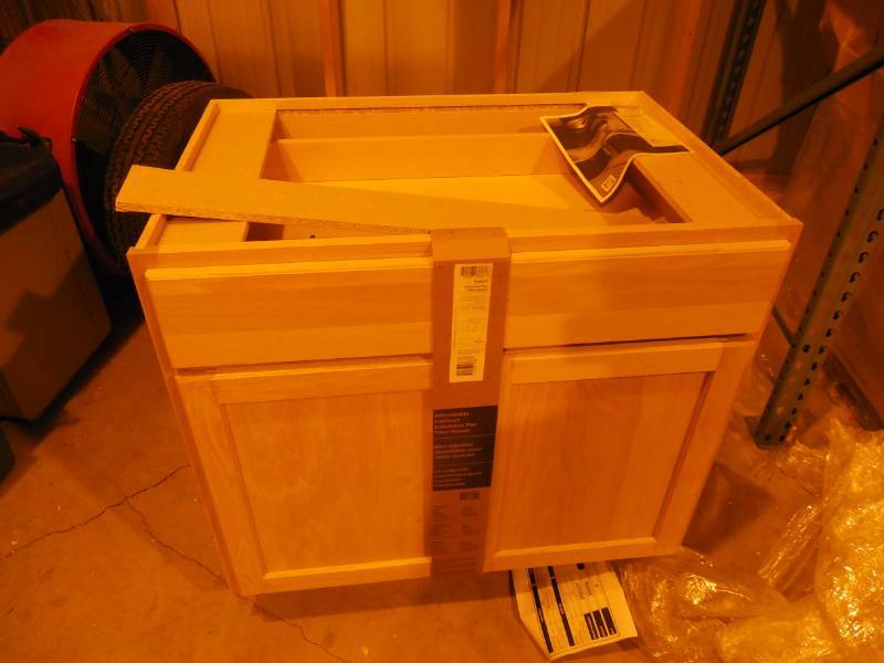 lot 6 image: Hampton Bay Stratford Assembled 36x34.5x24 in. Base Cabinet with Soft Close Drawer in Unfinished Oak