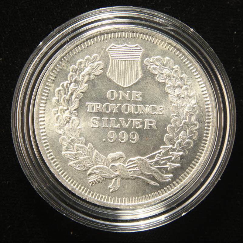 1 TROY OZ. .999 FINE SILVER INDIAN DESIGN IN AIRTITE