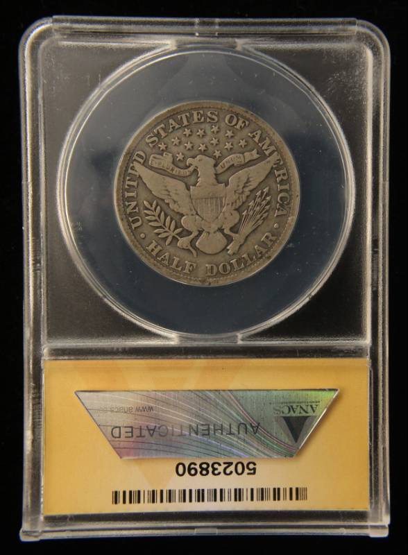 1913 BARBER SILVER HALF DOLLAR VG8 ANACS BETTER DATE COIN