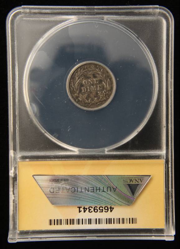 1916 BARBER SILVER DIME AU50 ANACS